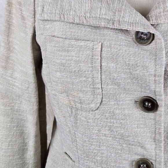 Weekend by Max Mara Size 10 Cream Colored 3 Button Blazer Linen Cotton Blend - Picture 4 of 16